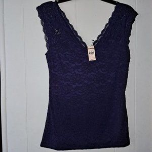 Blue Lace Sleeveless Top NWT
